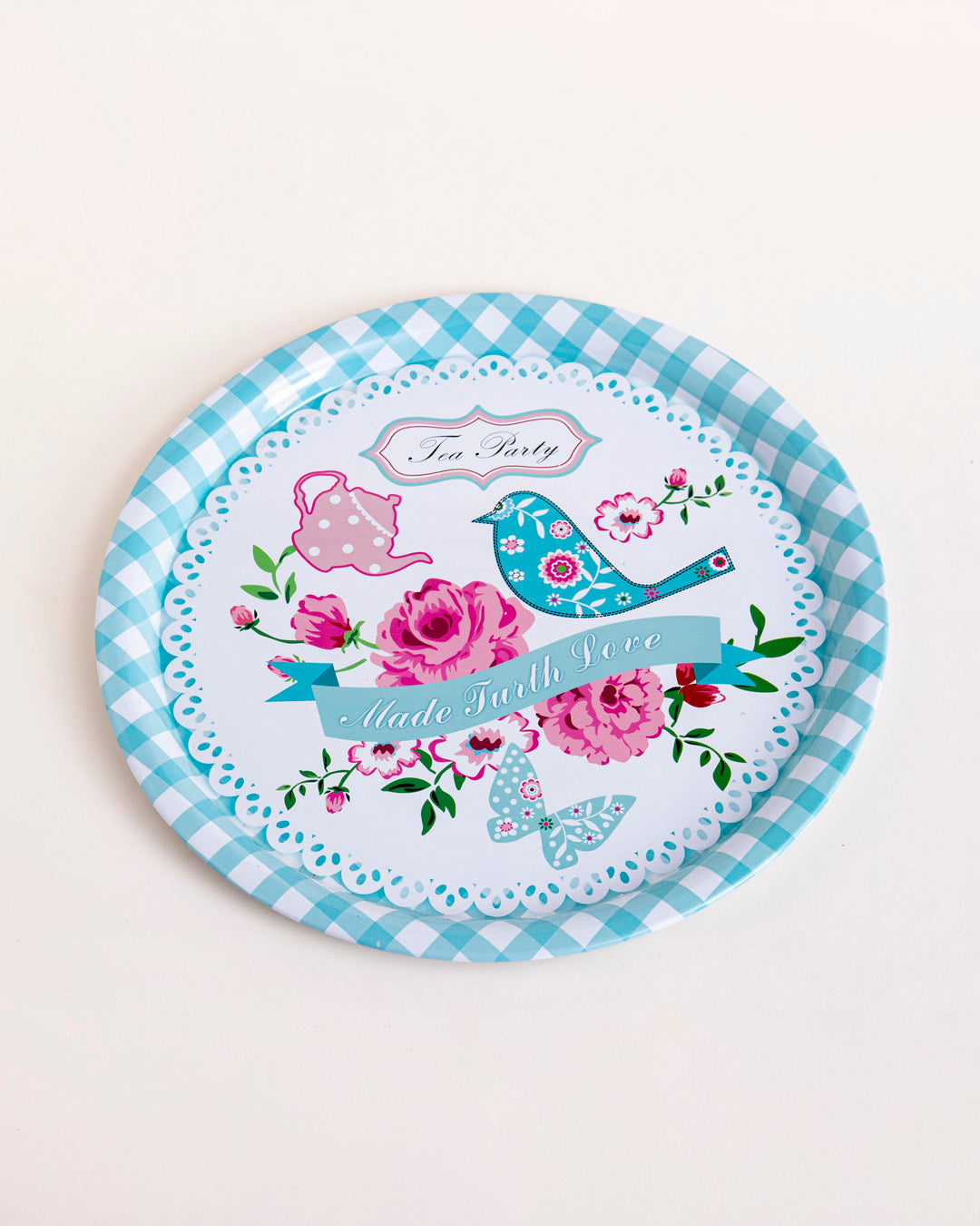 "Tea Party" Round Serving Tray - Set Of 2