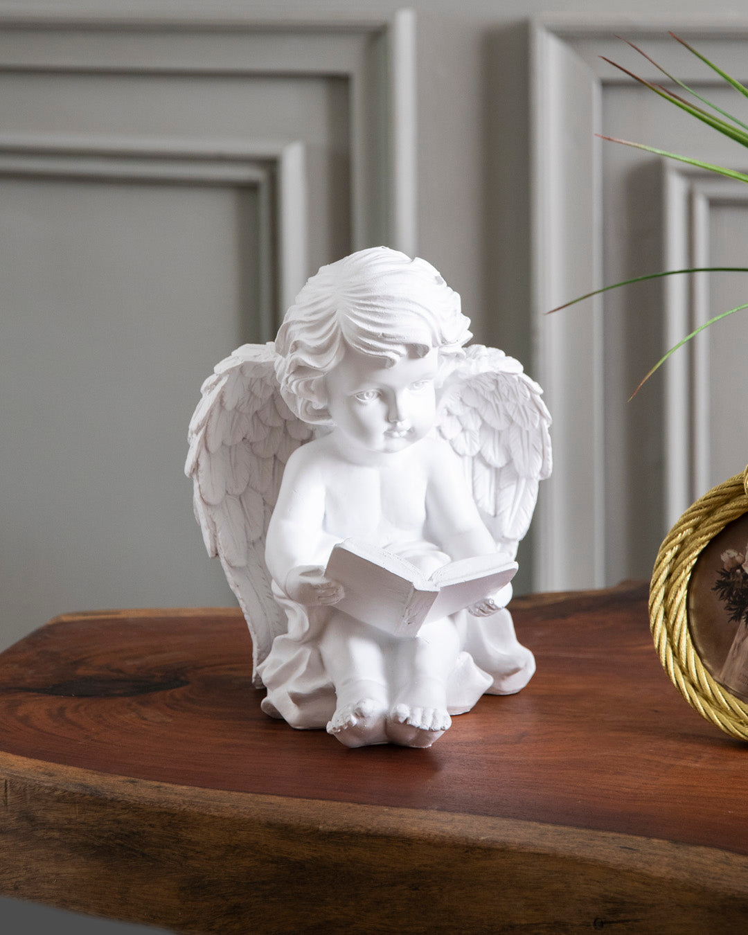 Book Reading Angel Cherub Figurine