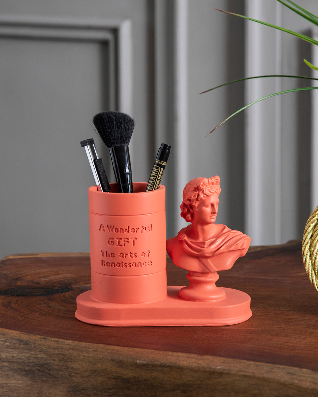 Renaissance Muse Decorative Pen Holder - Orange