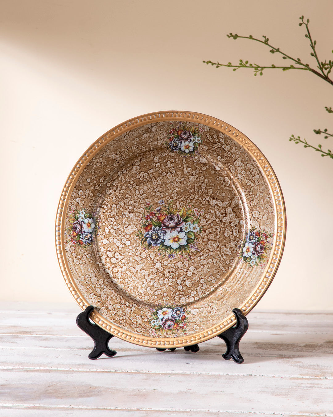 Speckled Floral Delight Decorative Plate - 33 cm