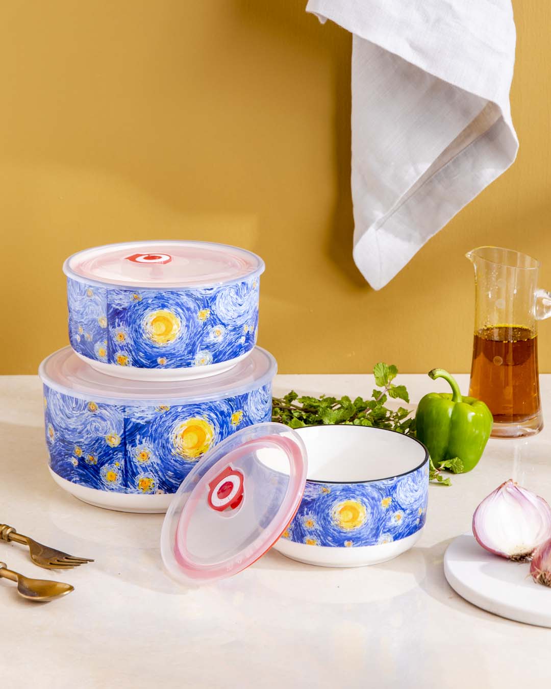 Starry Night Airtight Serving Bowl - Set of 3