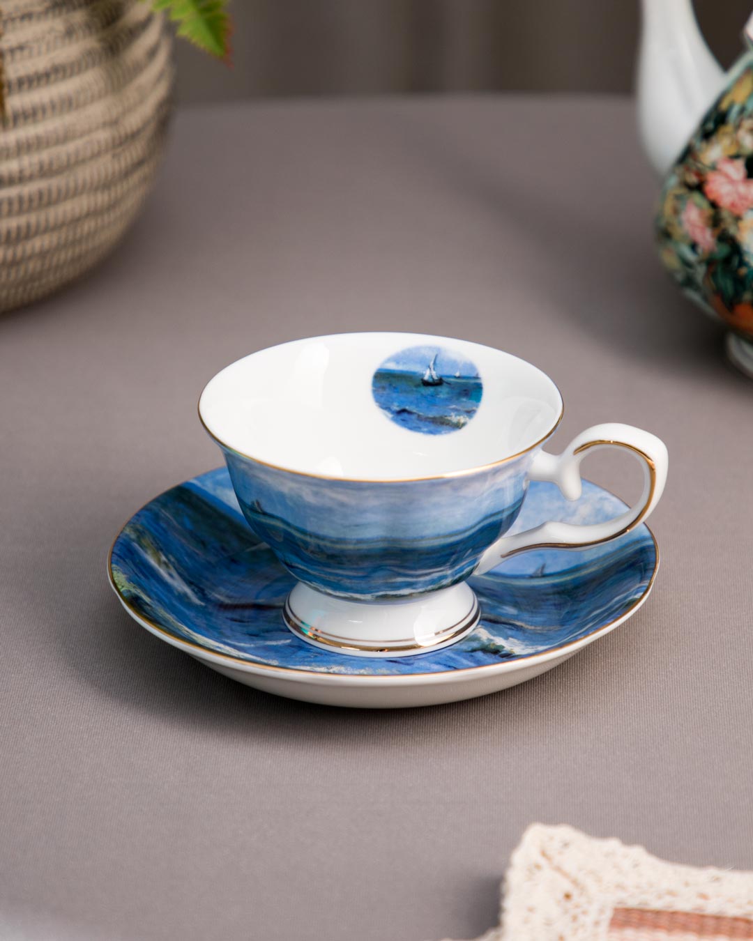 'Seascape' Vincent Van Gogh Painting Cup & Saucer