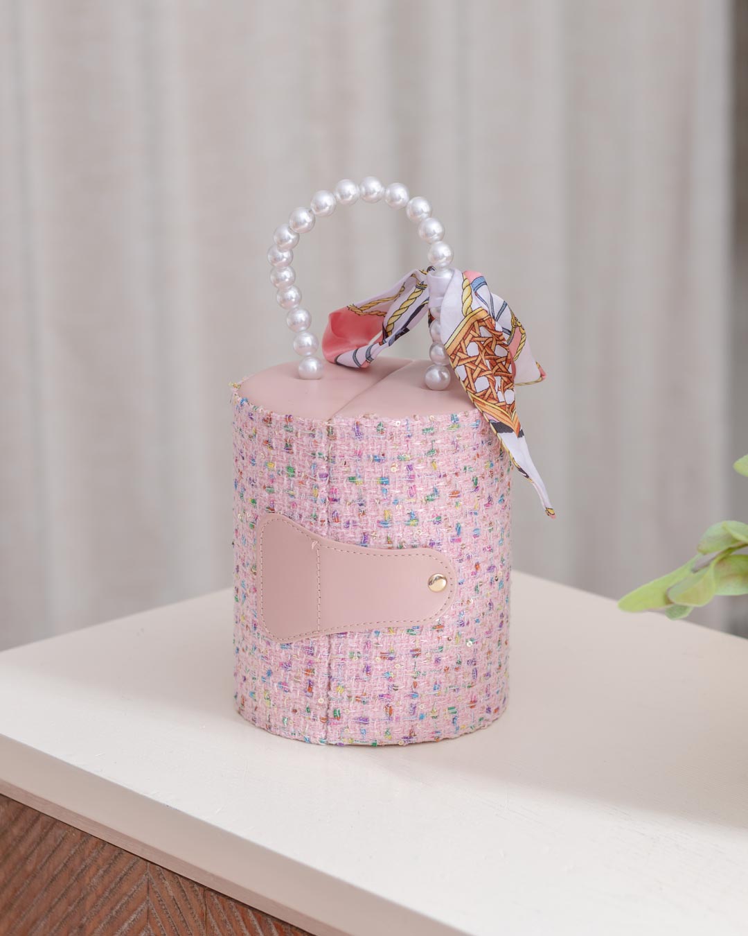 Round Jewellery Organizer Box - Pink