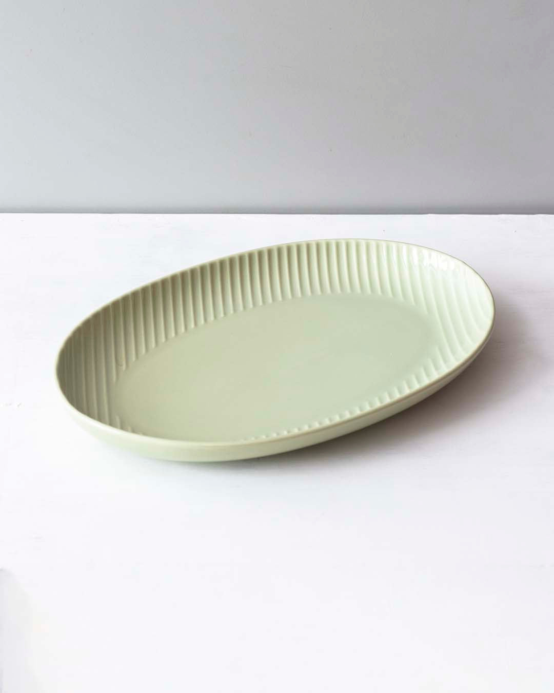 Glossy Straight Grain Platter - Milk Green