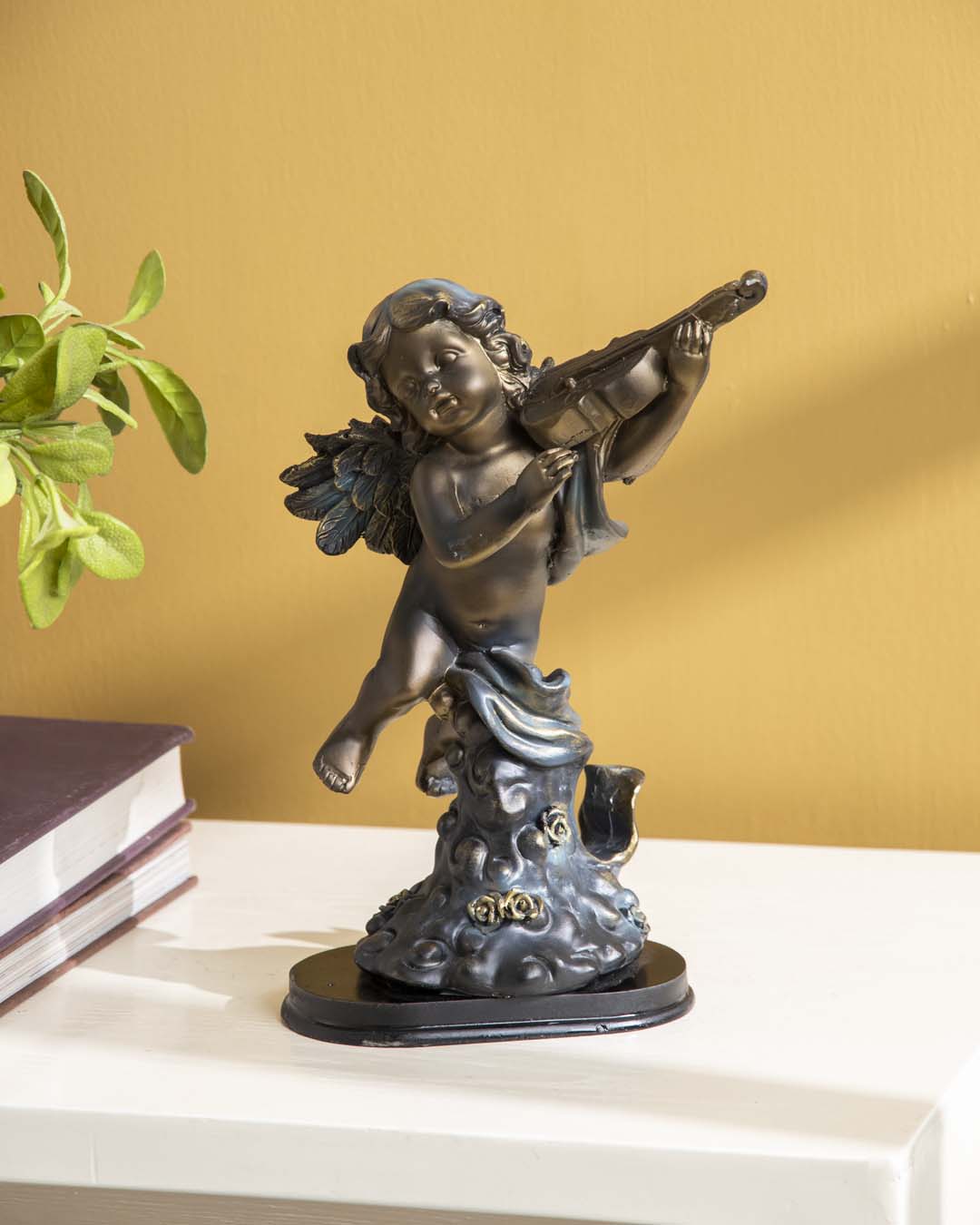 Playing Violin Angel Cherub Figurine - Large