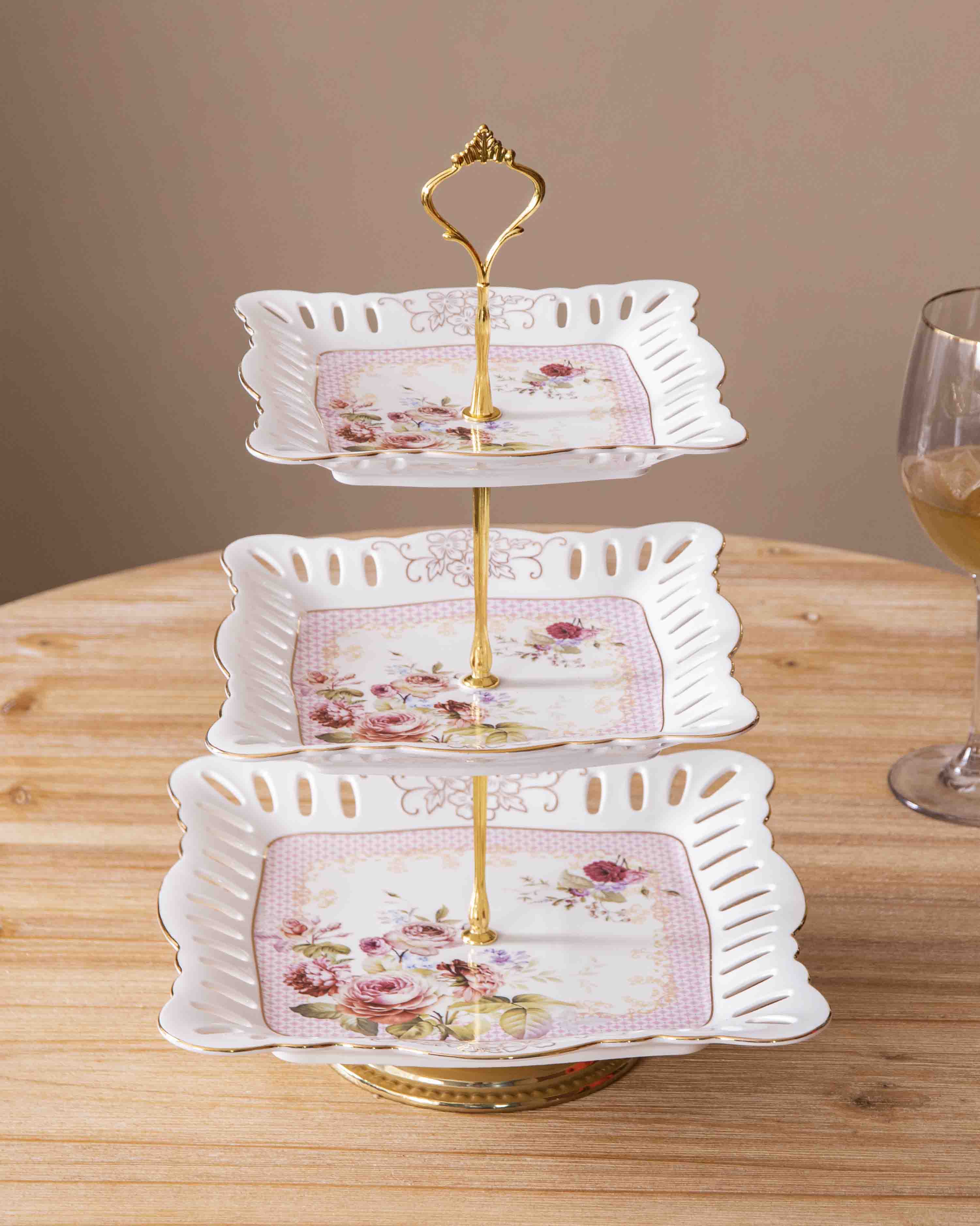 Floral Grace 3-Tier Cake Stand