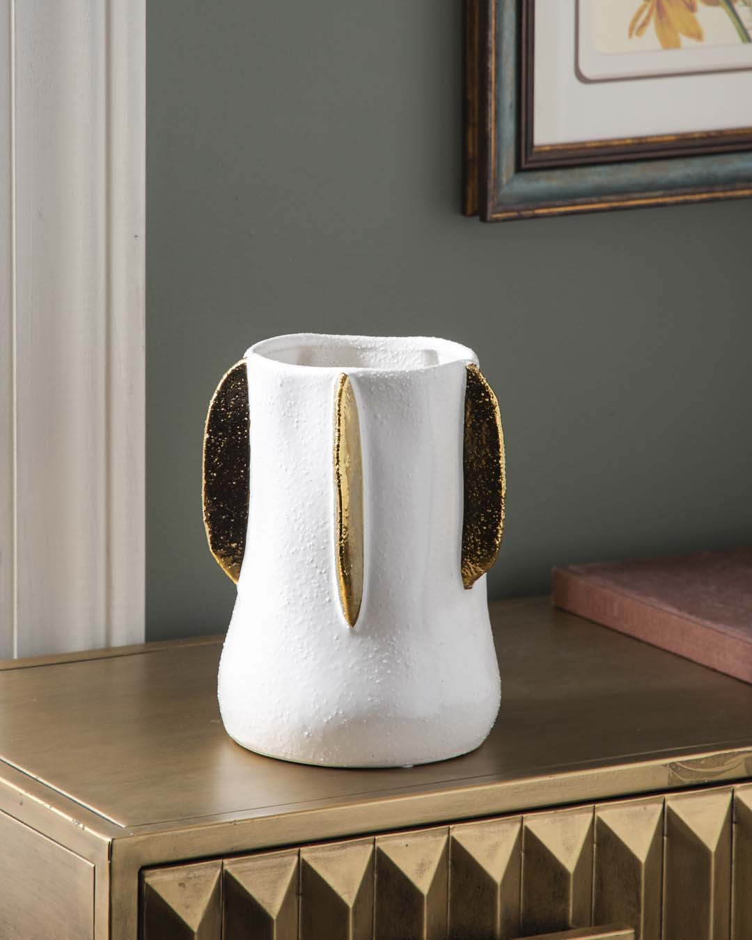 Gold Leaf Cylinder Vase - Small