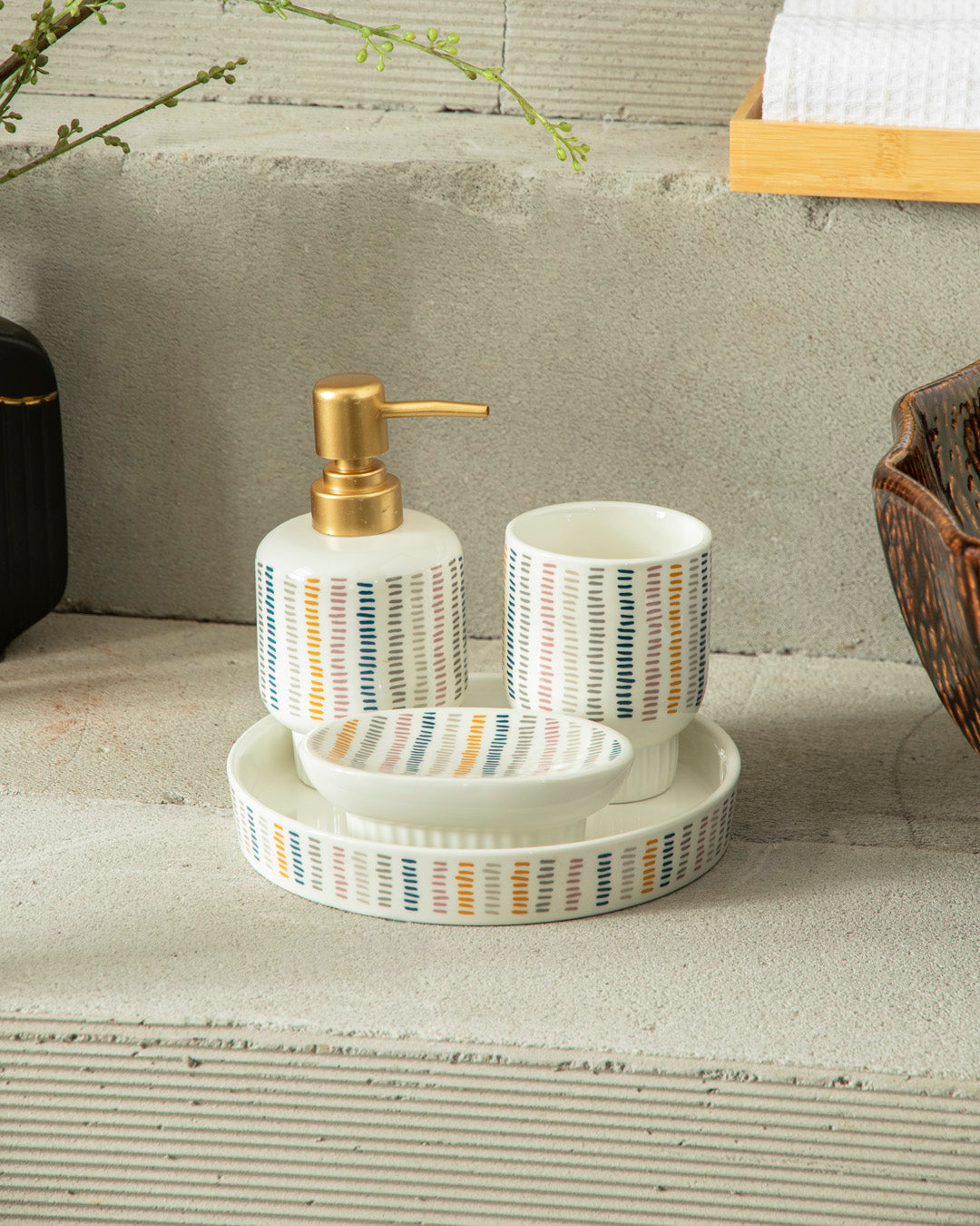 Boho Striped 4-Piece Bath Set