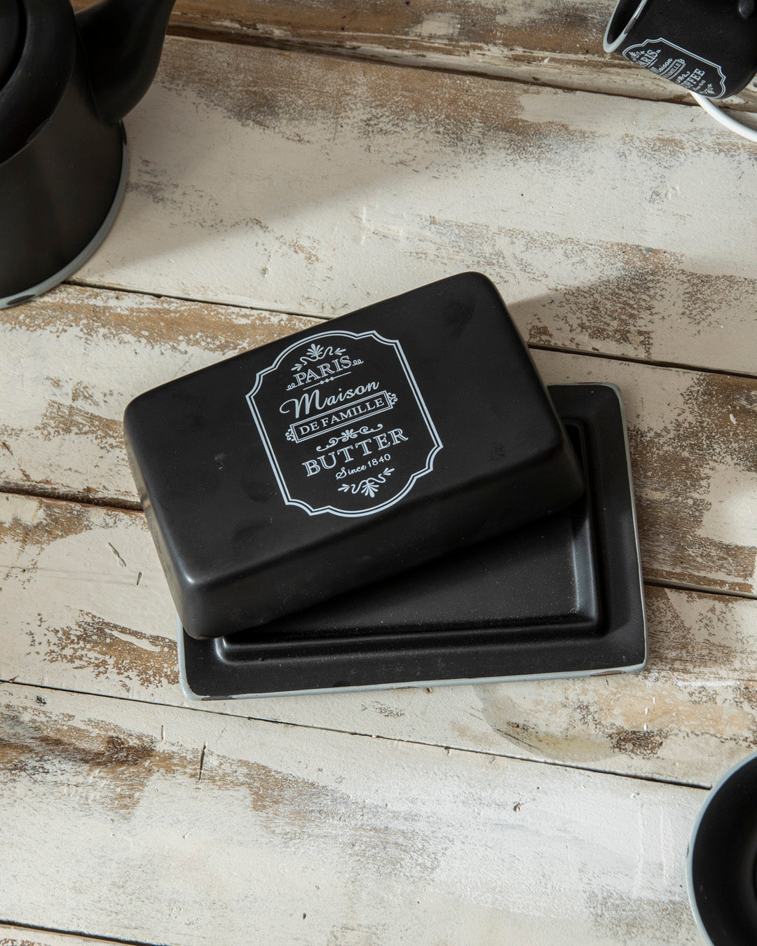 'Paris Maison De Famille' Butter Dish - Black
