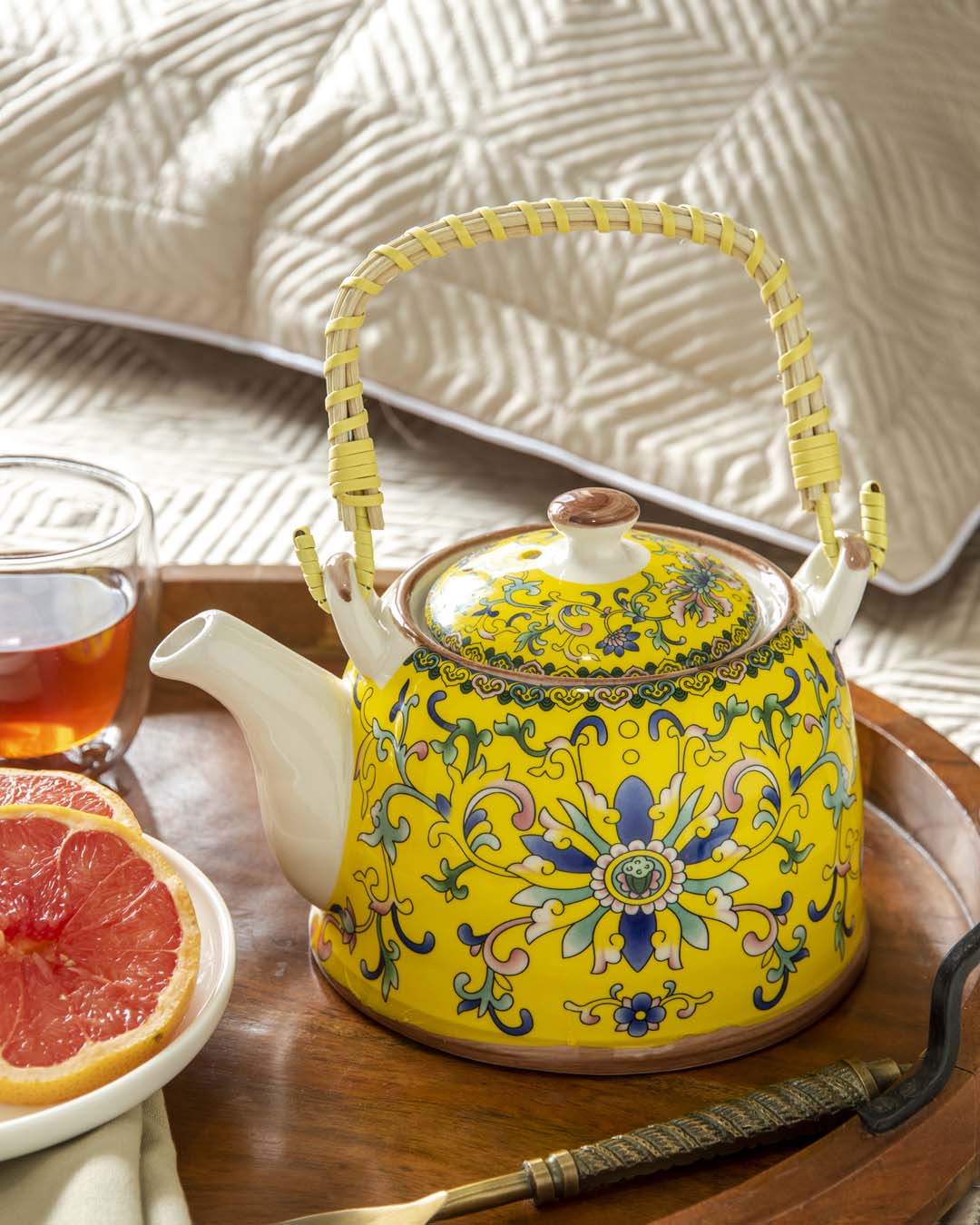 Canton Ceramic Tea Kettle - Yellow