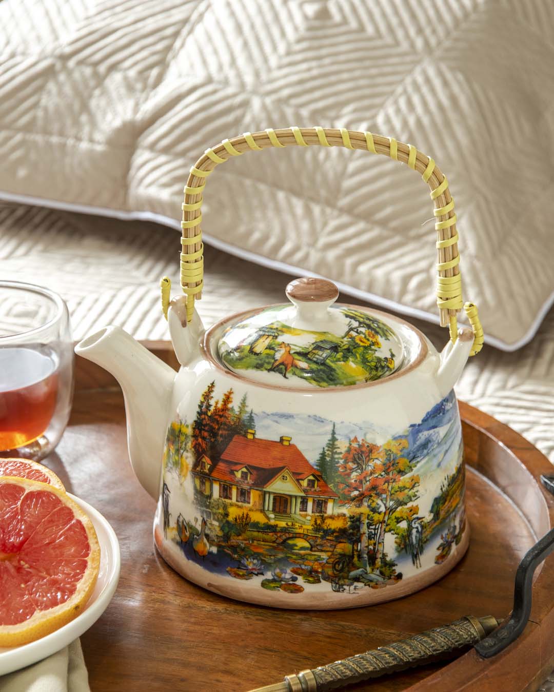 House Above the Lake Ceramic Tea Kettle