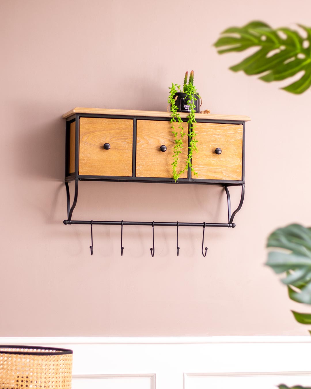 'Rustic Charm' Wooden Wall Cabinet - 3 Drawer