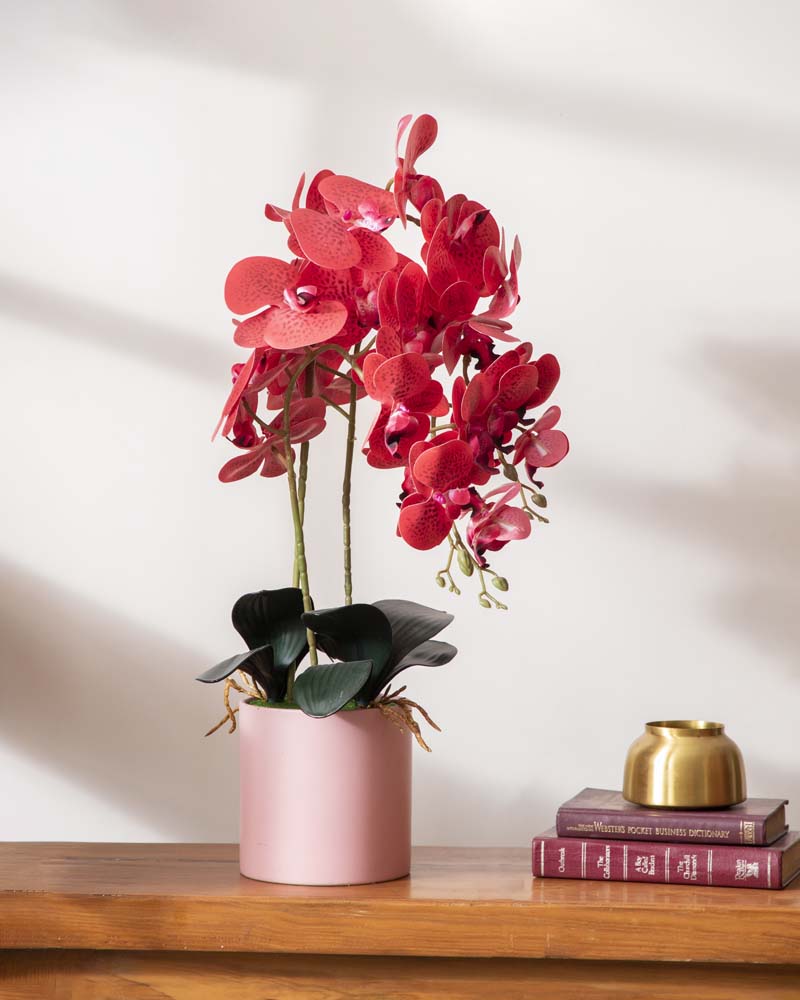 Red Orchid Charm Artificial Flower Arrangement