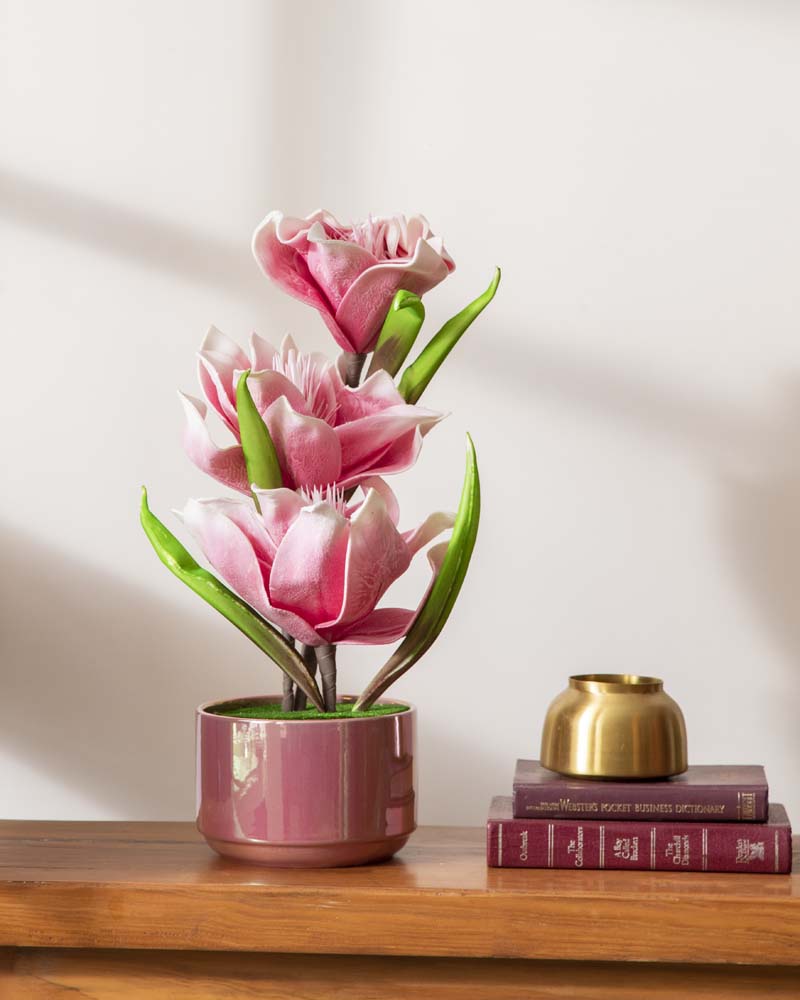 Pink Tulip Artificial Flower Arrangement