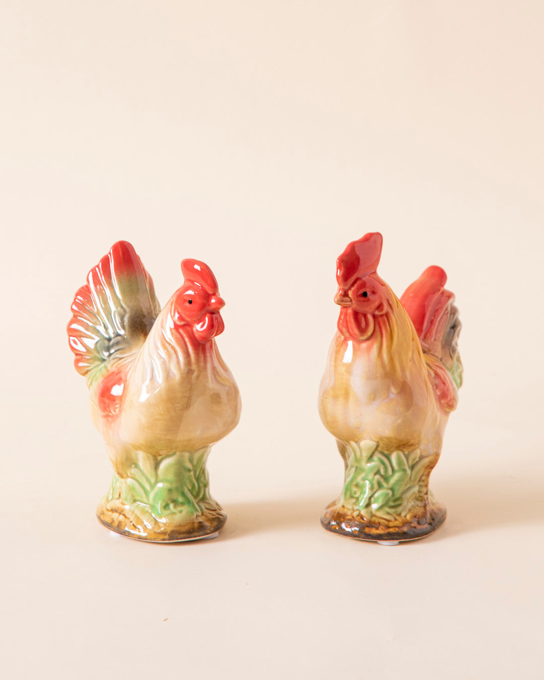 Feng Shui Ceramic Rooster Figurines - Set of 2