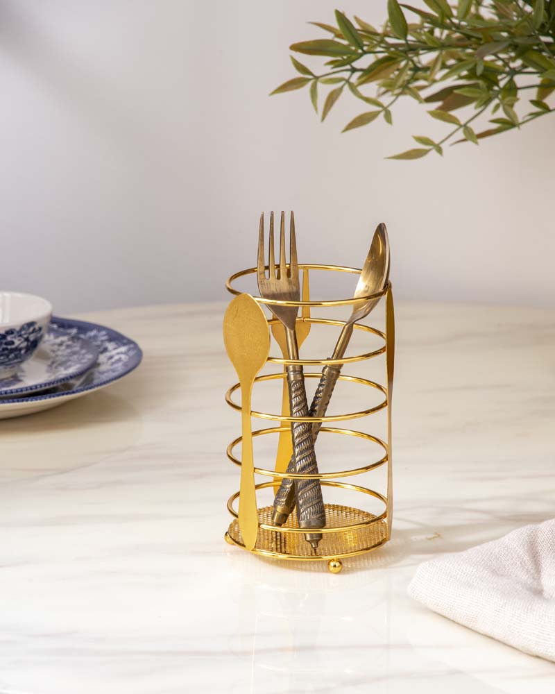 'Spoonful' Cutlery Stand - Gold