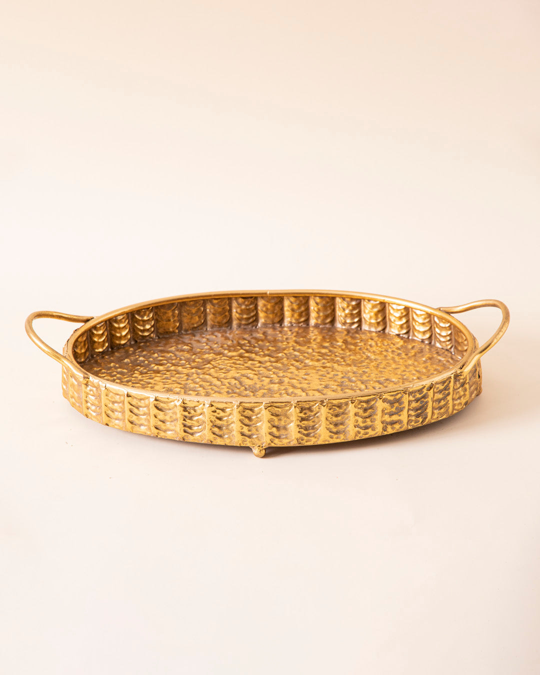 Gold Hammered Serving Tray - Large