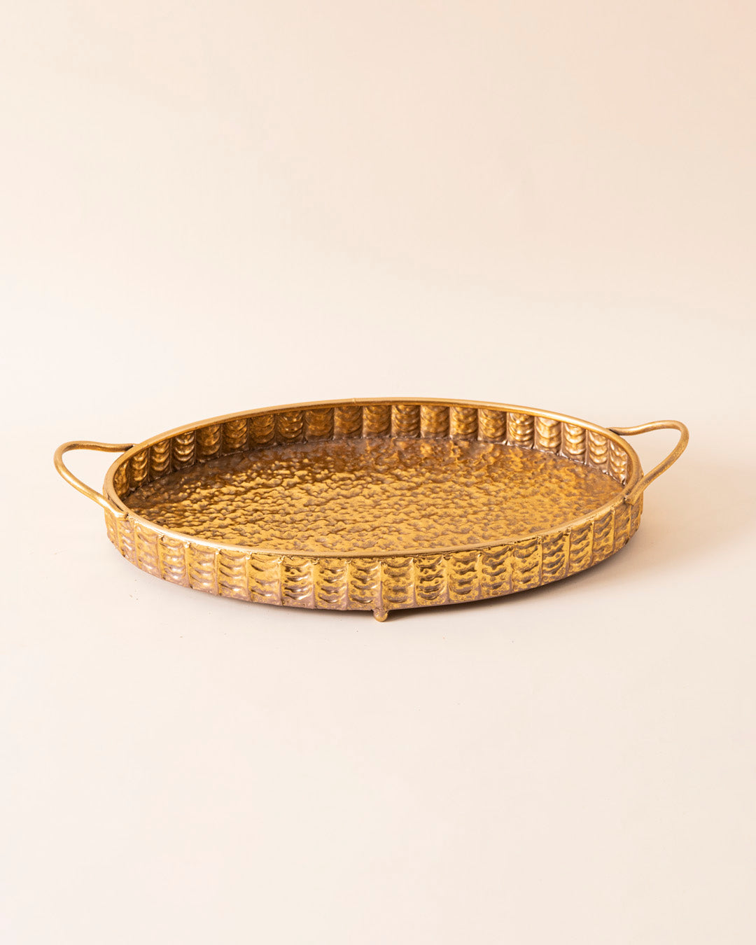 Gold Hammered Serving Tray - Medium