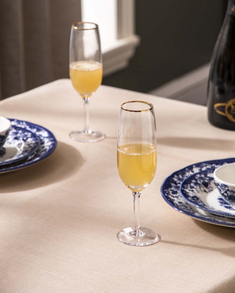 Gold Rim Champagne Flute Glass  - Set of 6