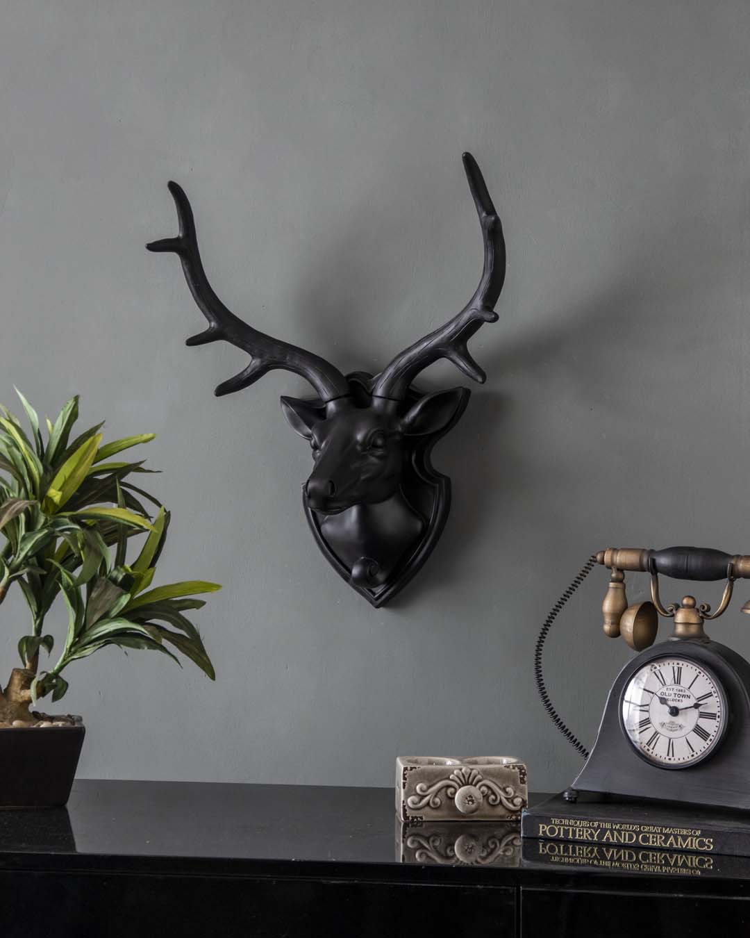 Wall Mounted Deer Plaque - Black