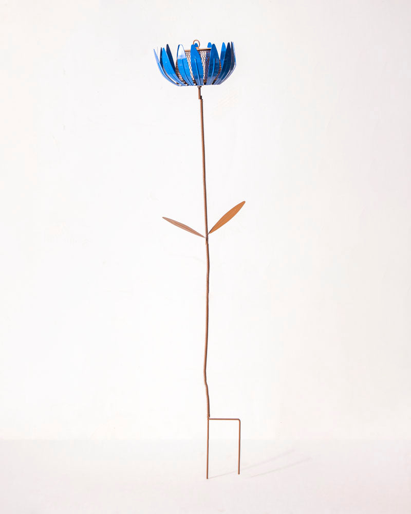 Garden Flower Bird Feeding Stand - Blue