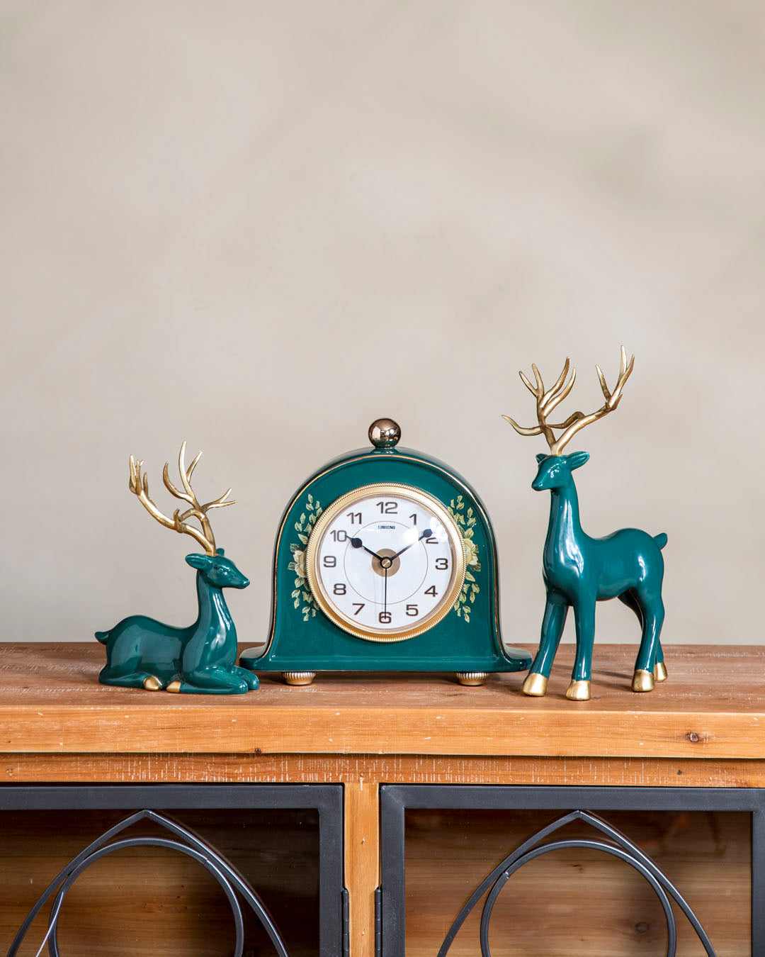 Aqua Serenity Deer Table Clock - Set Of 3