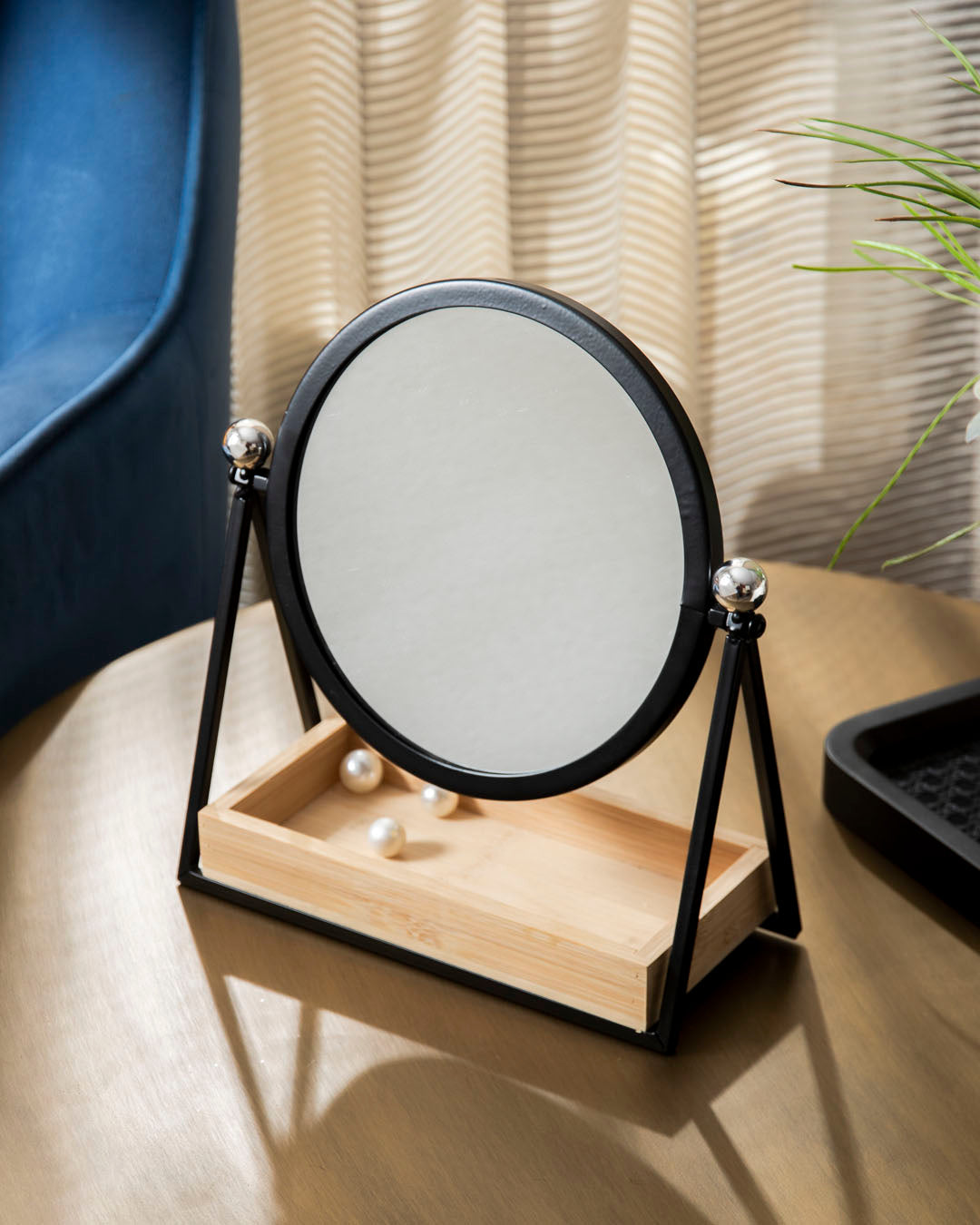 Modern Tabletop Vanity Mirror With Storage Tray