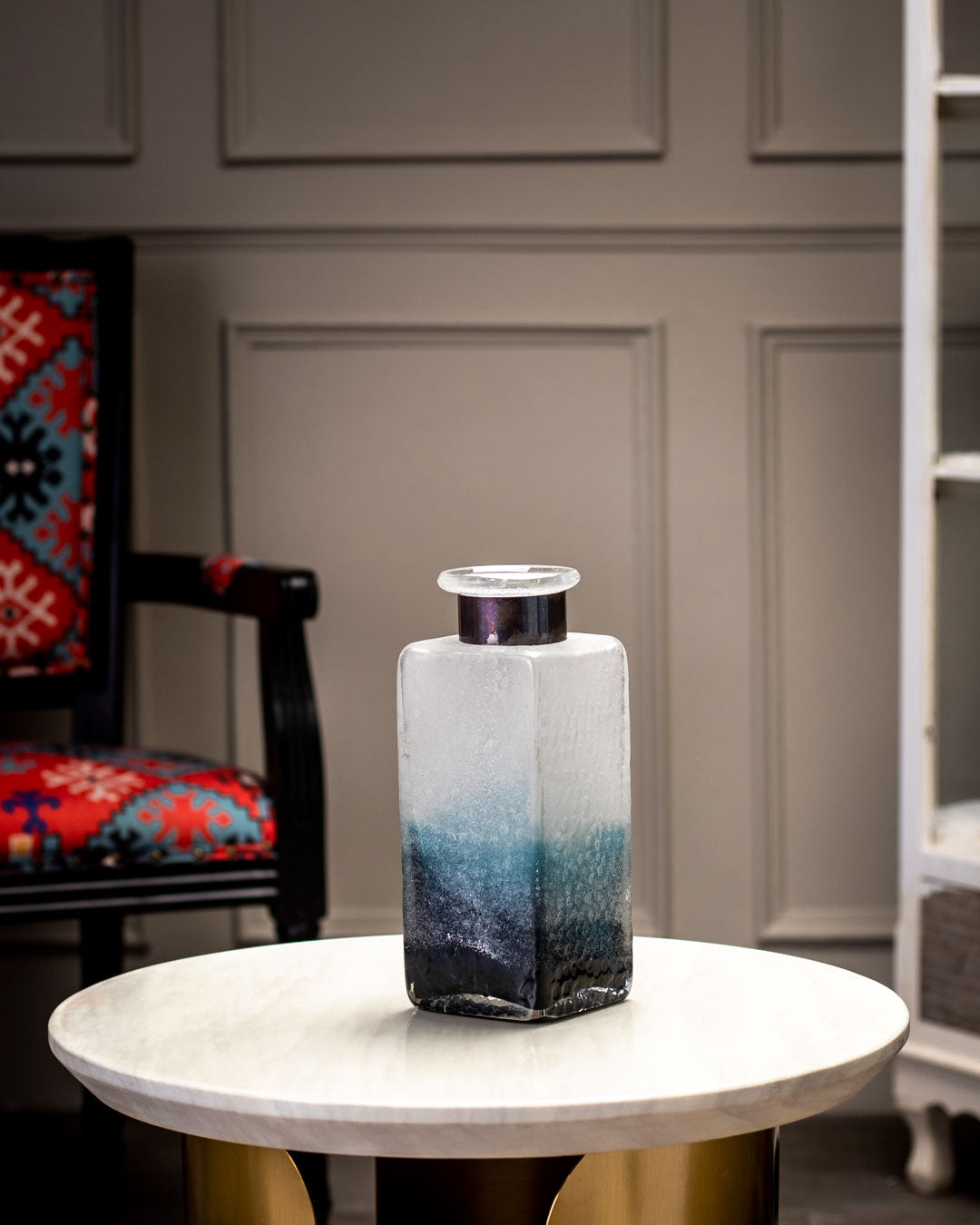 Blue Sedimentary Glass Vase - Short