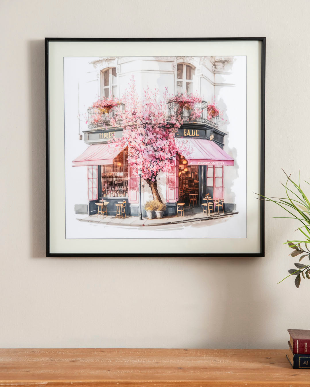 Flowers In Front Of Coffee Shop Print