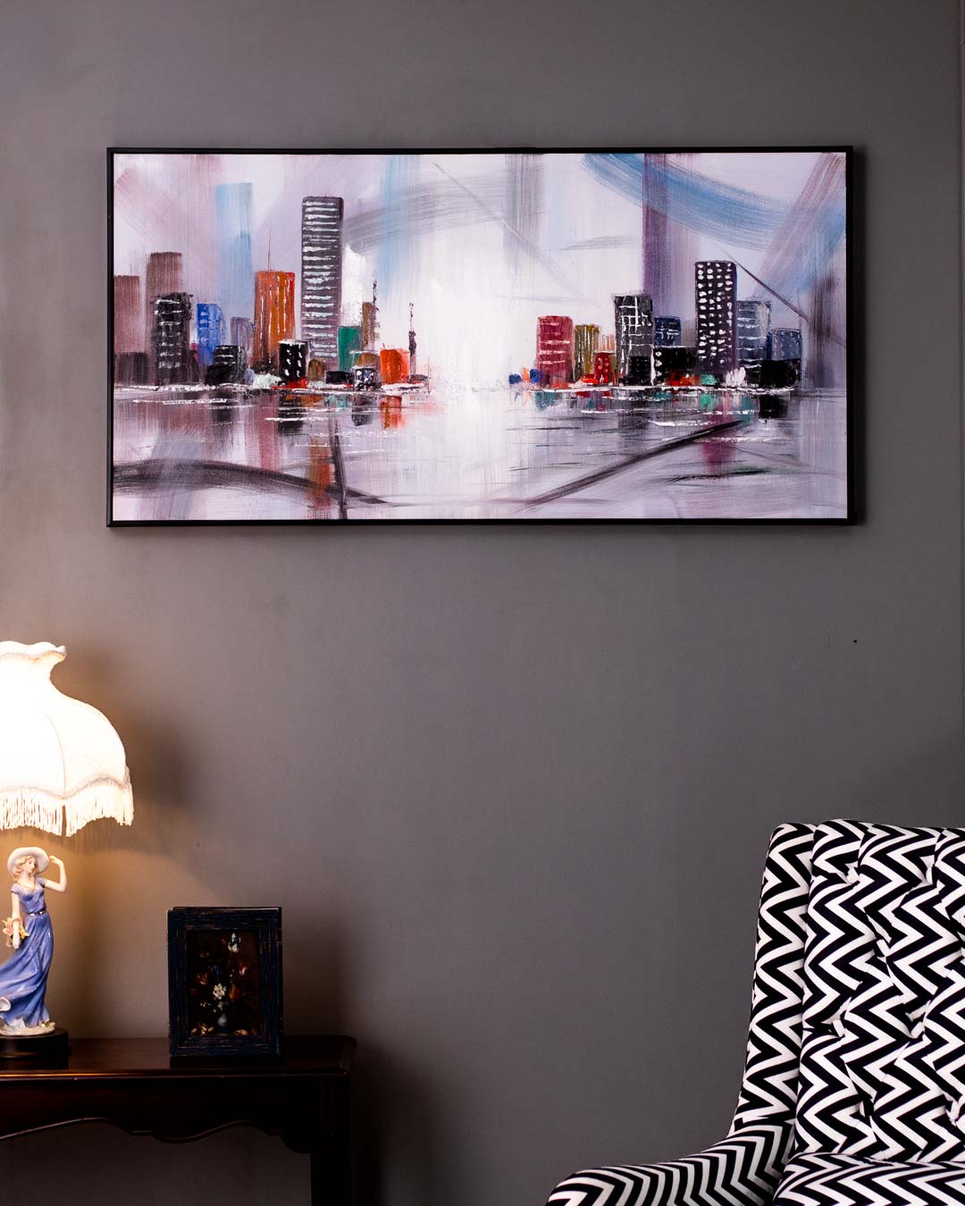 The City from Afar Semi Hand-made Wall Art - 48*25 Inch