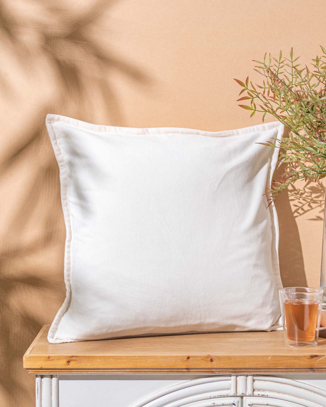Golden Hour Velvet Accent Cushion - White