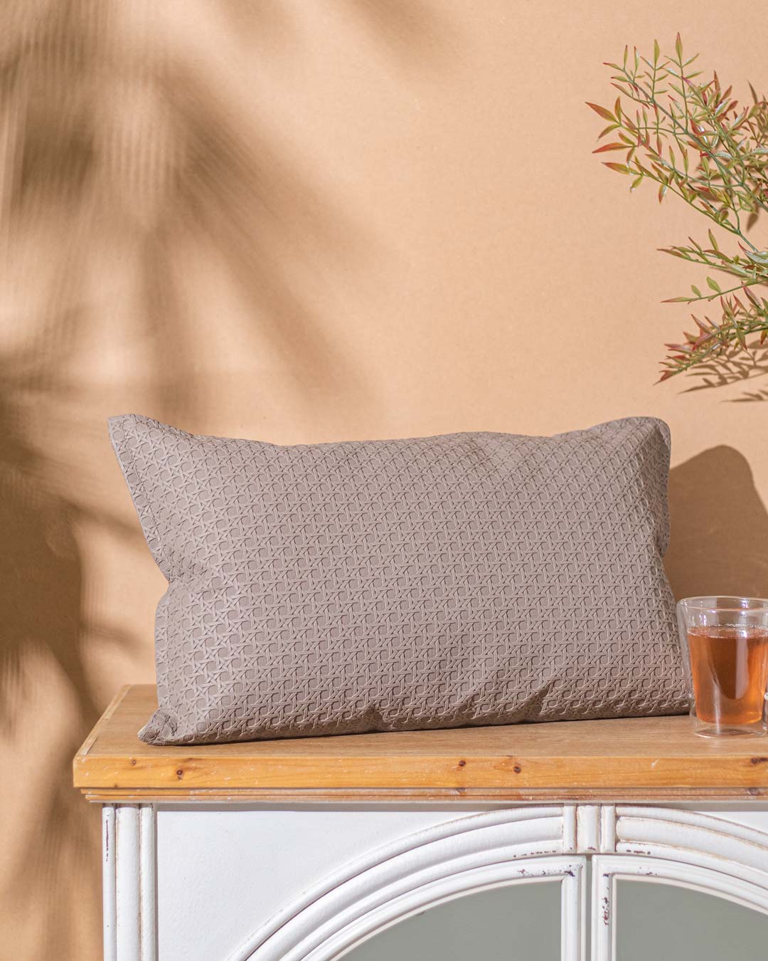 Diagonal Lattice Cushion Cover - Grey