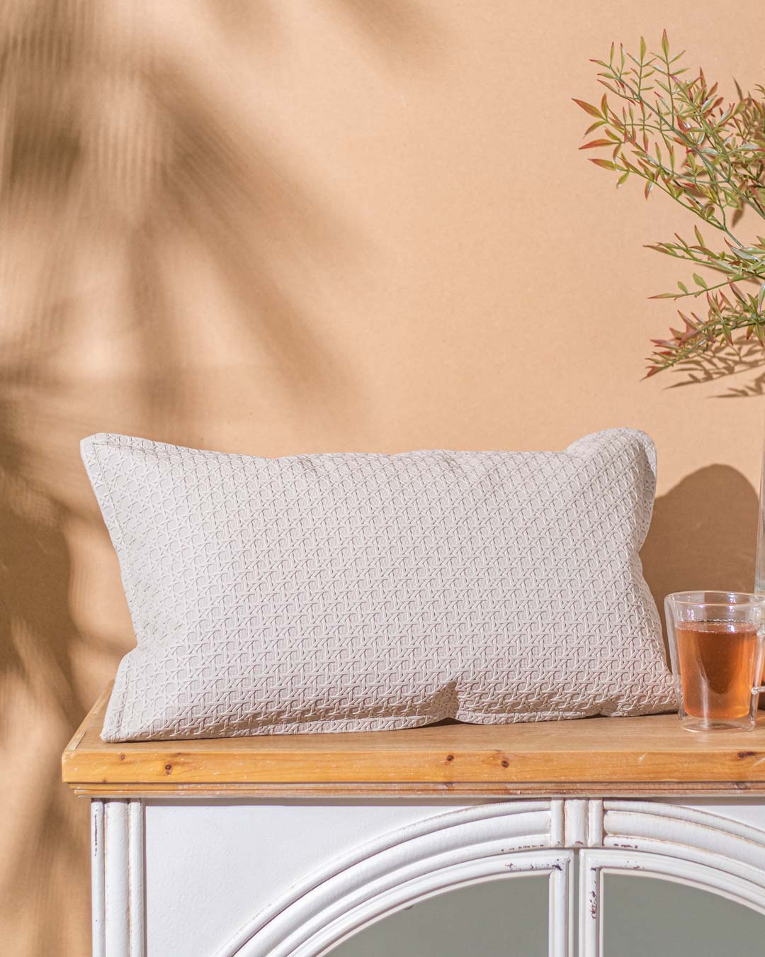 Diagonal Lattice Cushion Cover - Lite Grey