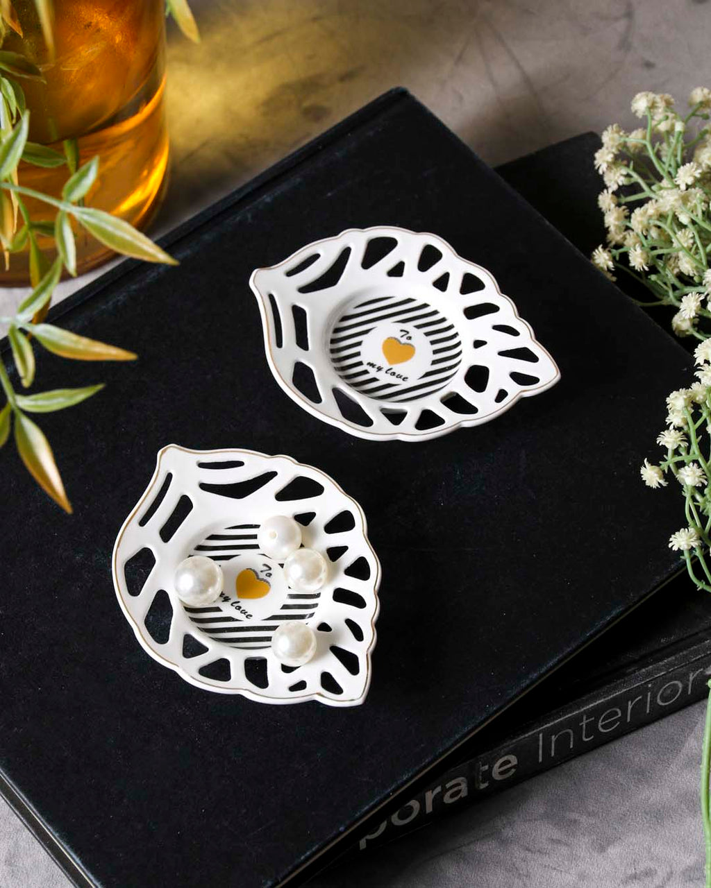 To My Love Leaf Lace Edge Catchall - Set of 2