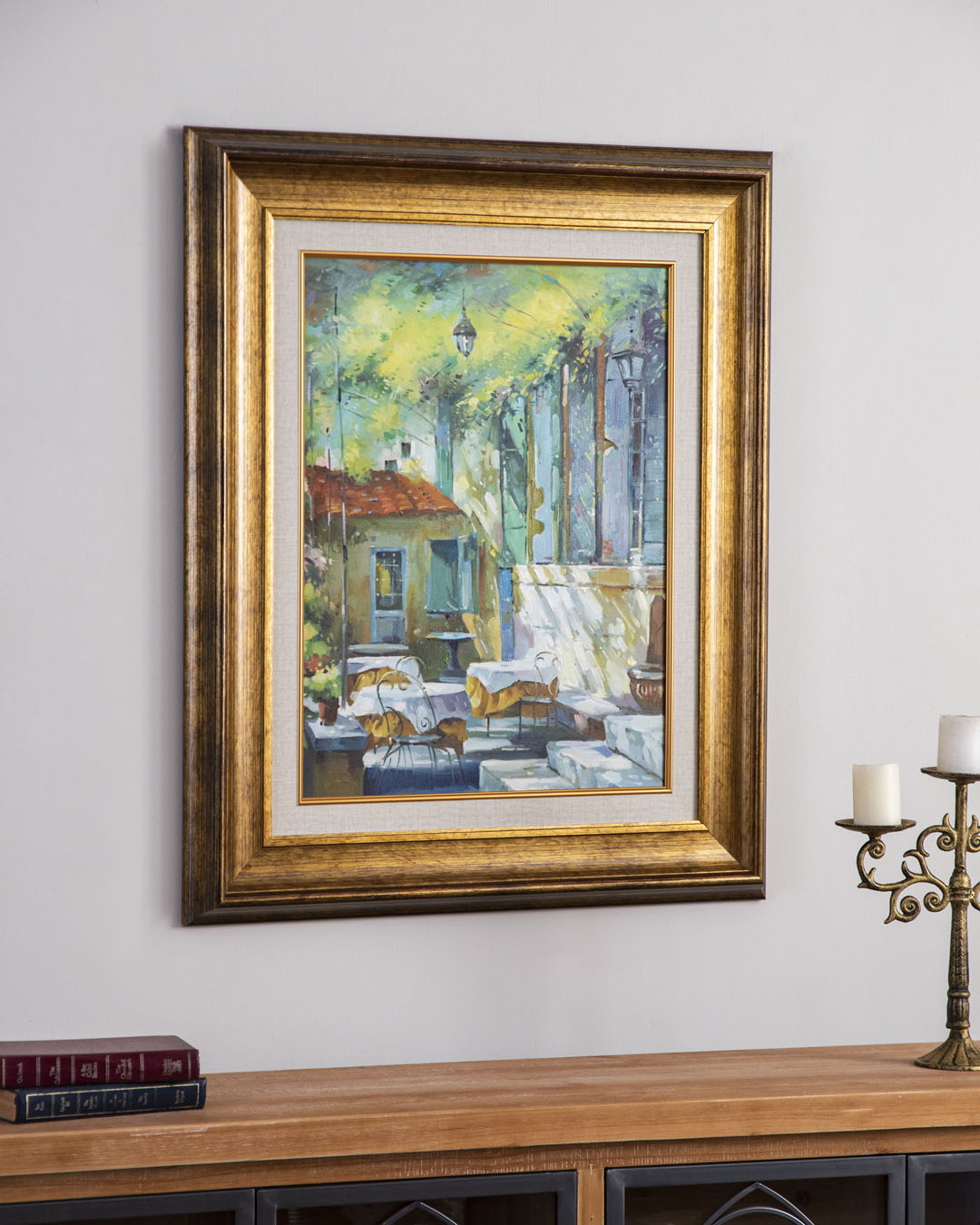 'Welcome to Cafe' Handmade Oil Painting - 28x32 Inch