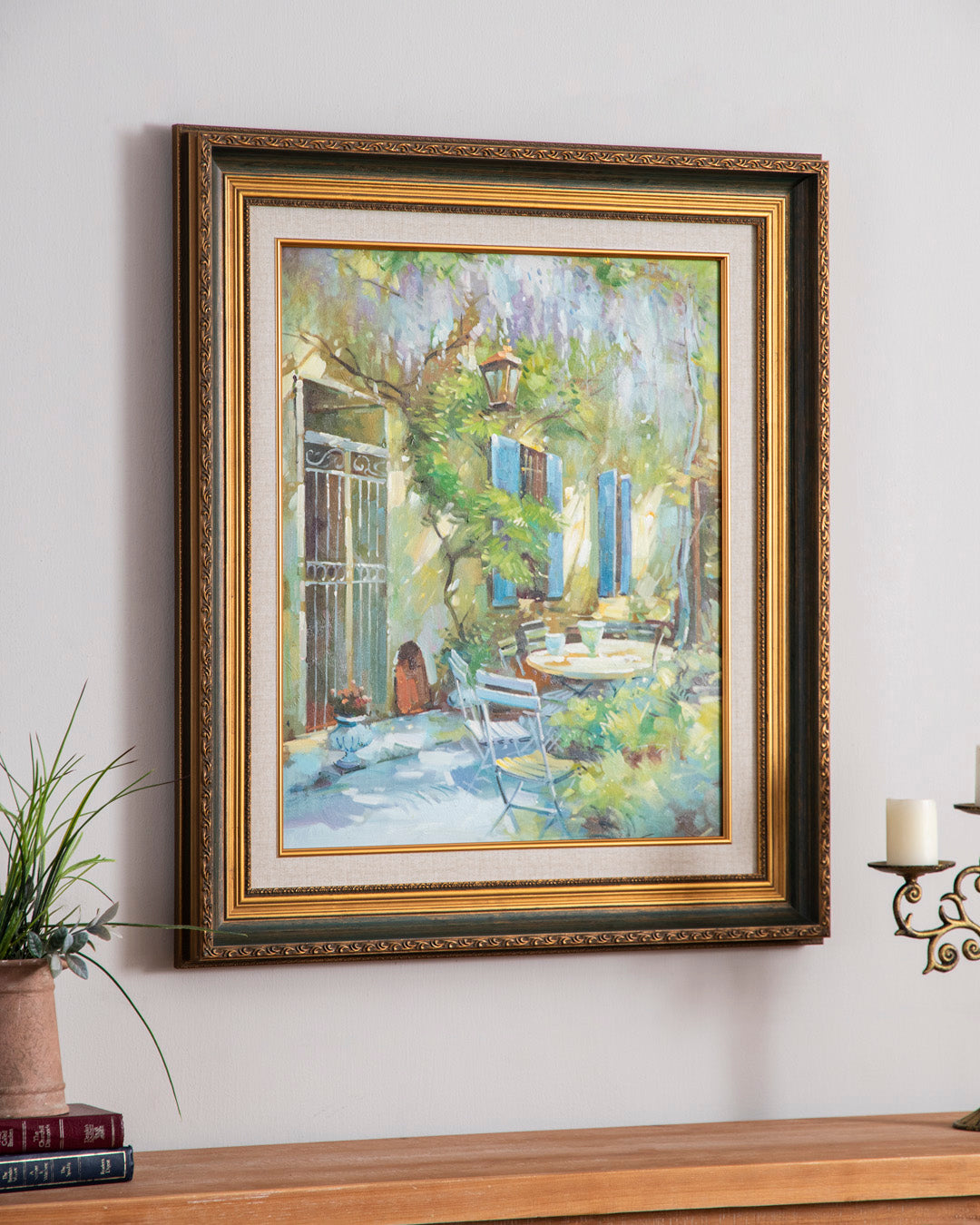 'Backyard Garden' Handmade Oil Painting - 28x32 Inch