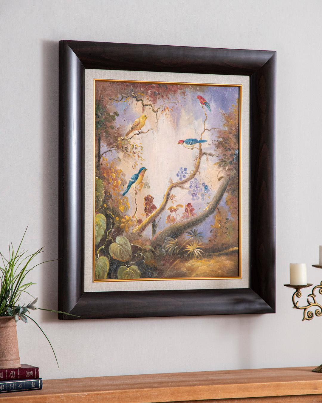 'Birds Chanting' Handmade Oil Painting - 28x32 Inch