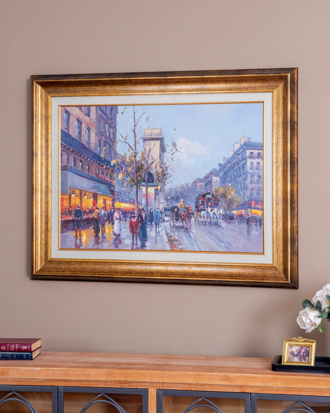 'Enchance Cityscape' Handmade Oil Painting - 34x46 Inch