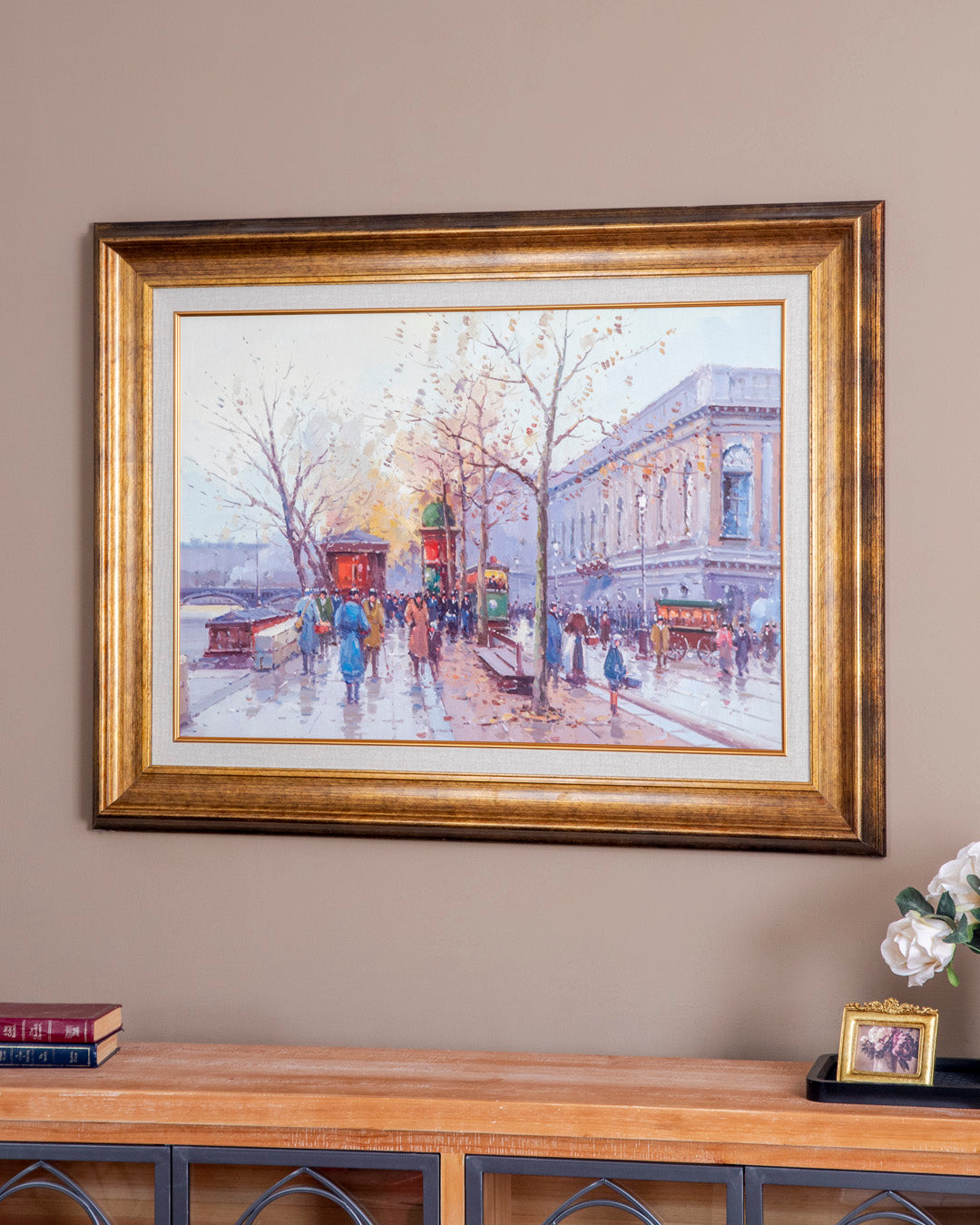 'Paris Cityscape' Handmade Oil Painting - 34x46 Inch