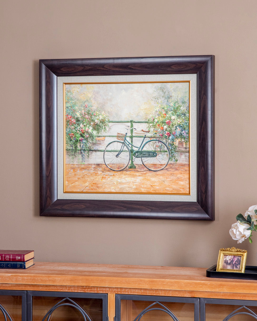 'Cycle in Flower' Handmade Oil Painting - 28x32 Inch