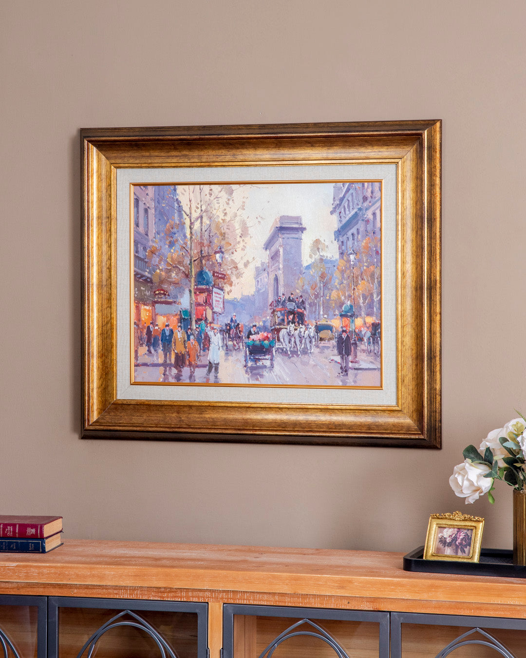 'Paris Scene' Handmade Oil Painting - 28x32 Inch