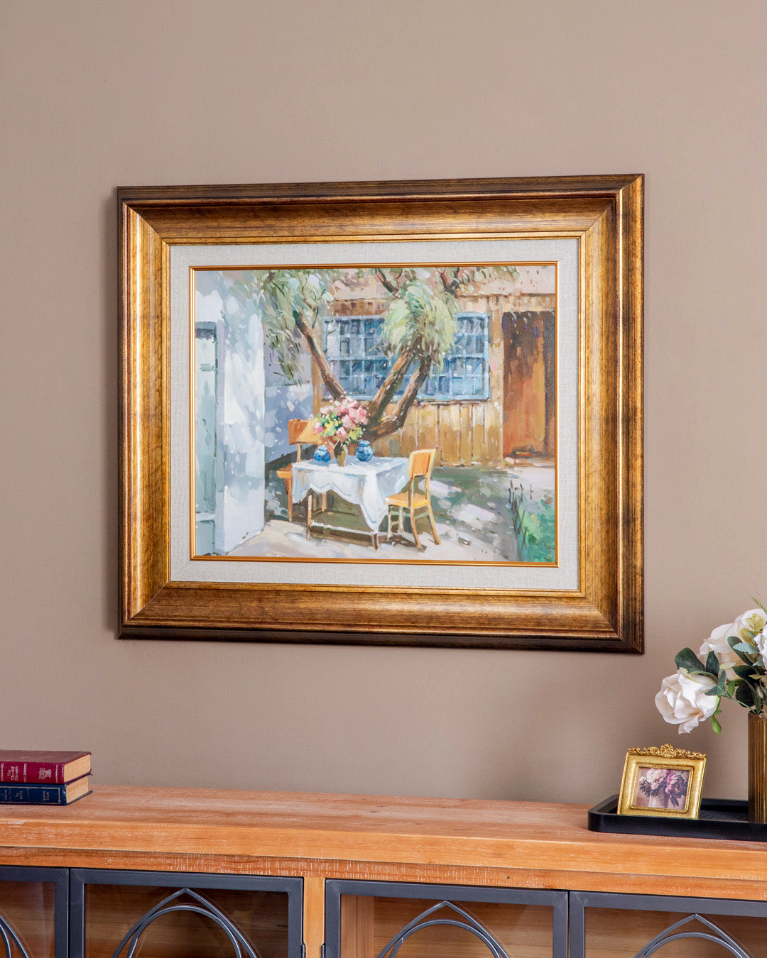 'In a Bulgarian Village' Handmade Oil Painting - 28x32 Inch