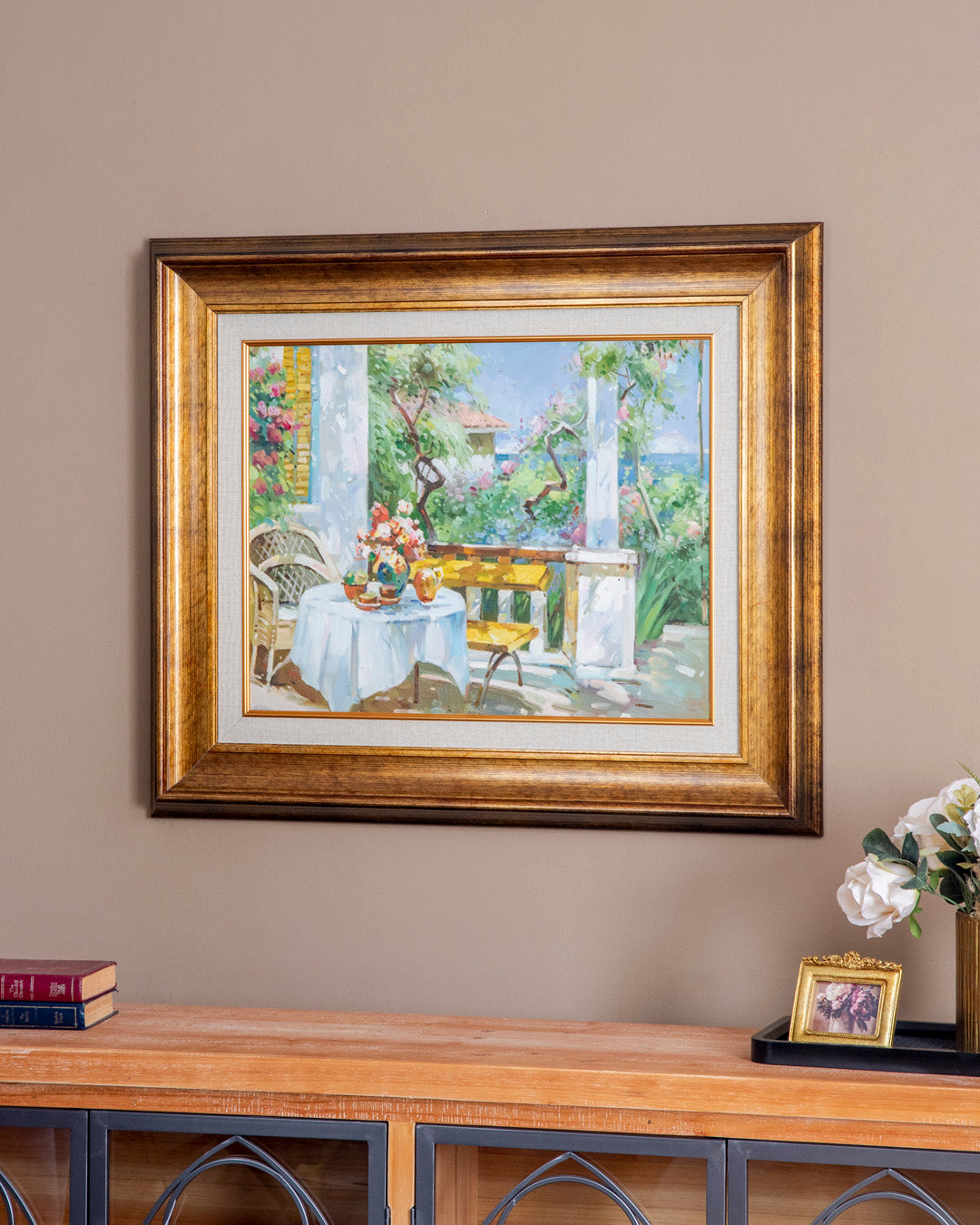 'Relaxed Time' Handmade Oil Painting - 28x32 Inch