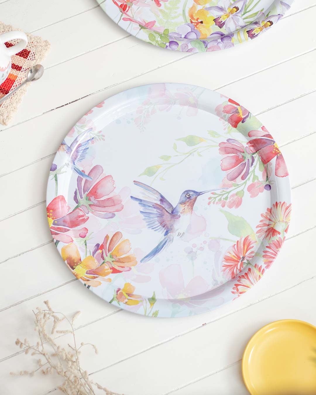 'Hummingbird' Round Serving Tray - Set Of 2