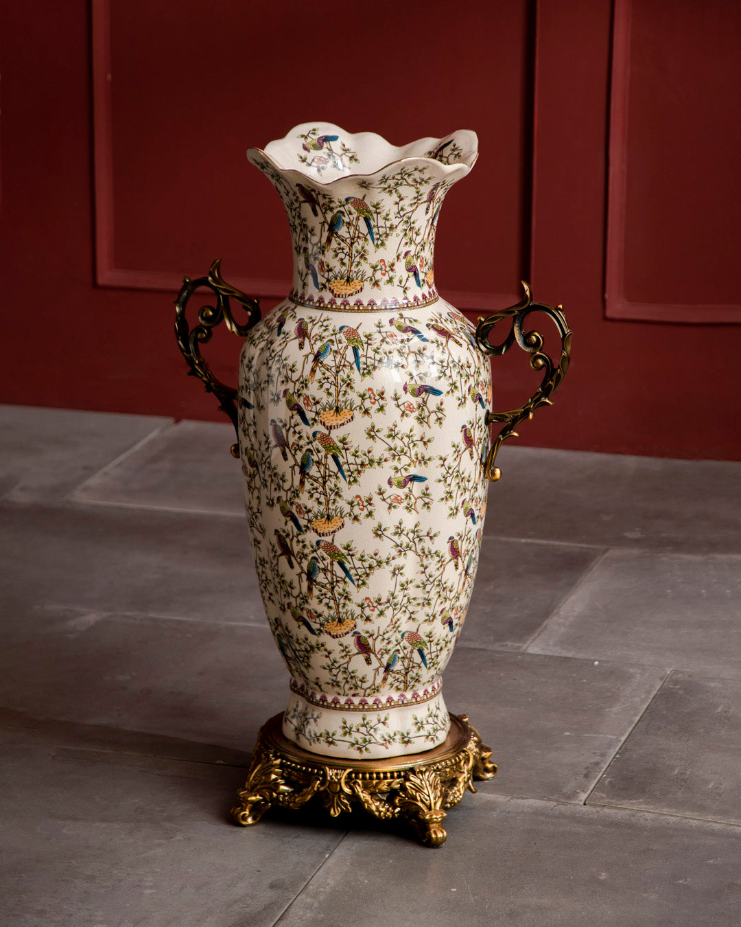 'Imperial Aviary' Ornamental Floor Vase