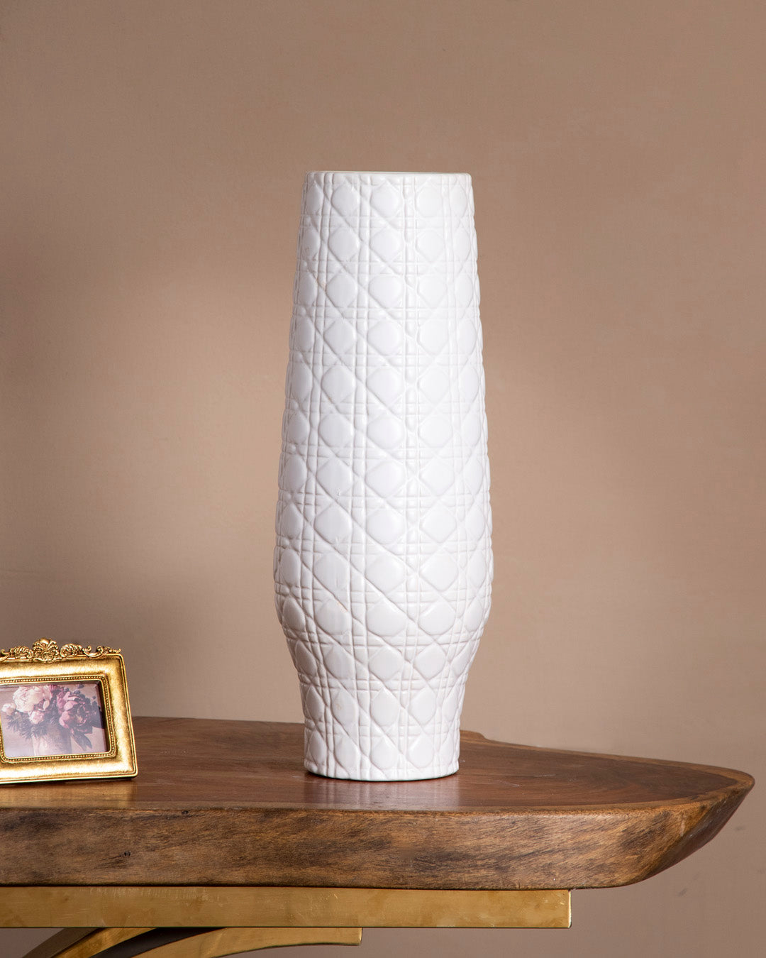 Ivory Lattice Tall Vase