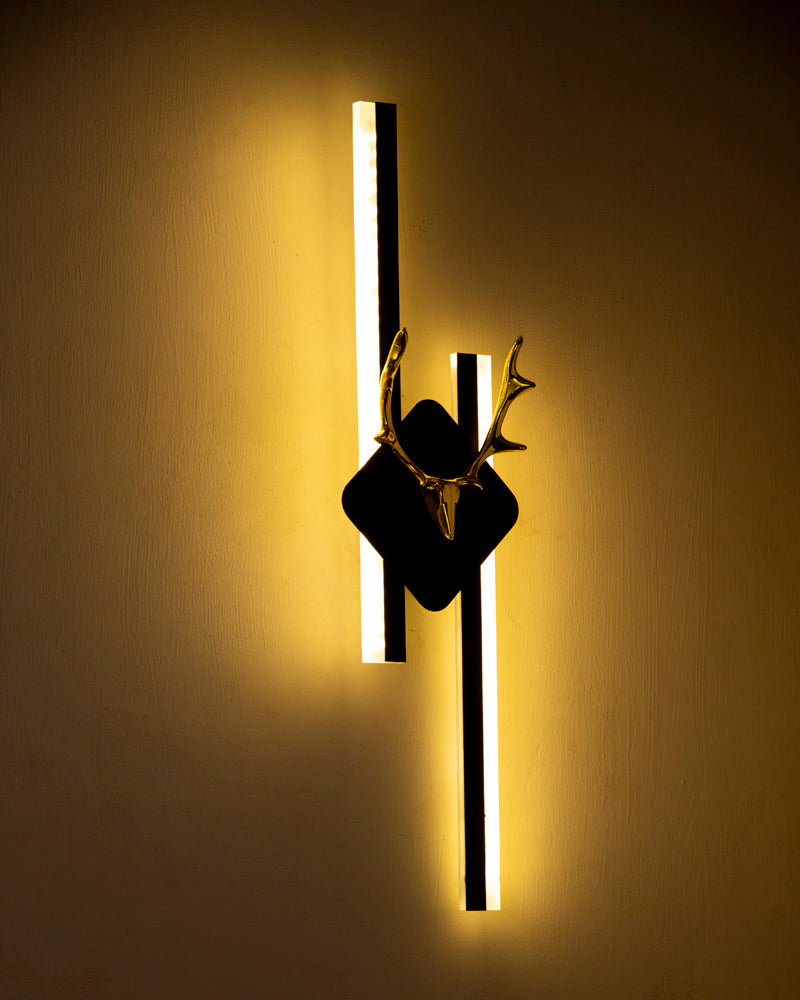 Golden Antler Deer Head Wall Light