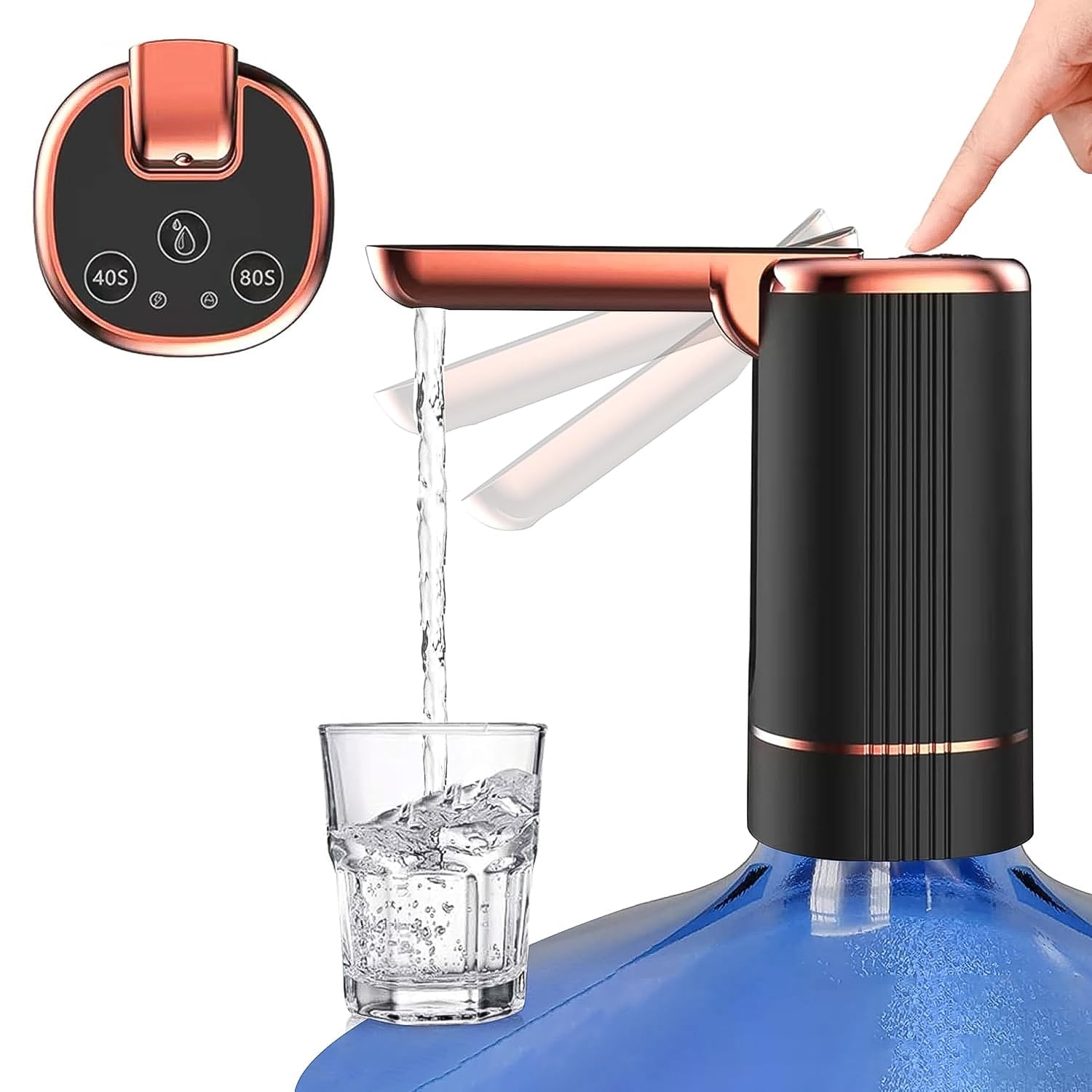 Aquno: USB Rechargeable Automatic Water Dispenser ‚Äö√Ñ√¨ 1-Touch Pump for 20L Bottles with Timer Function, 1200mAh Battery & Easy Operation for Home, Office & Travel