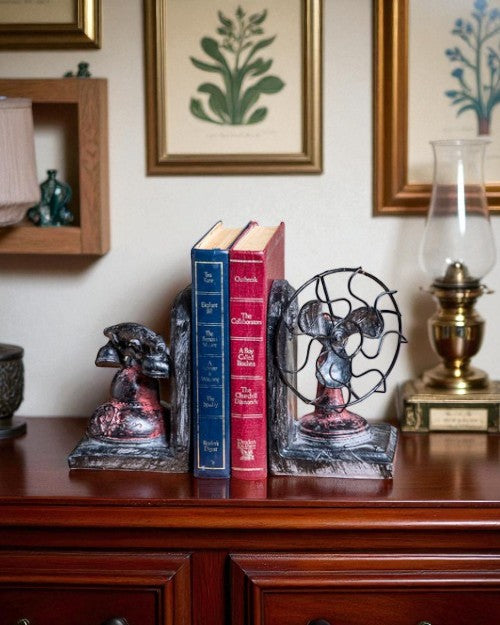 Vintage Fan And Phone Bookends