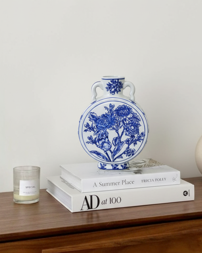 Floral Harmony Blue & White Vase